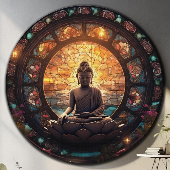 Buddha Wall Art Tempered Glass Wall Art Glass Printing Large Glass Wall Art Round Wall Art Hindu Wall Art Buddha Wall Decor