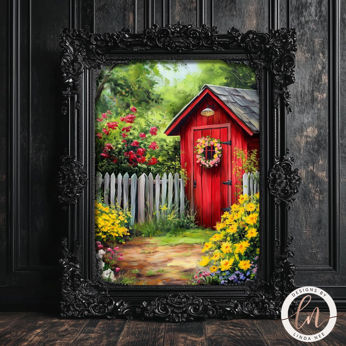 Summer Garden Painting, Rustic Cottage Wall Art Print - Image 4