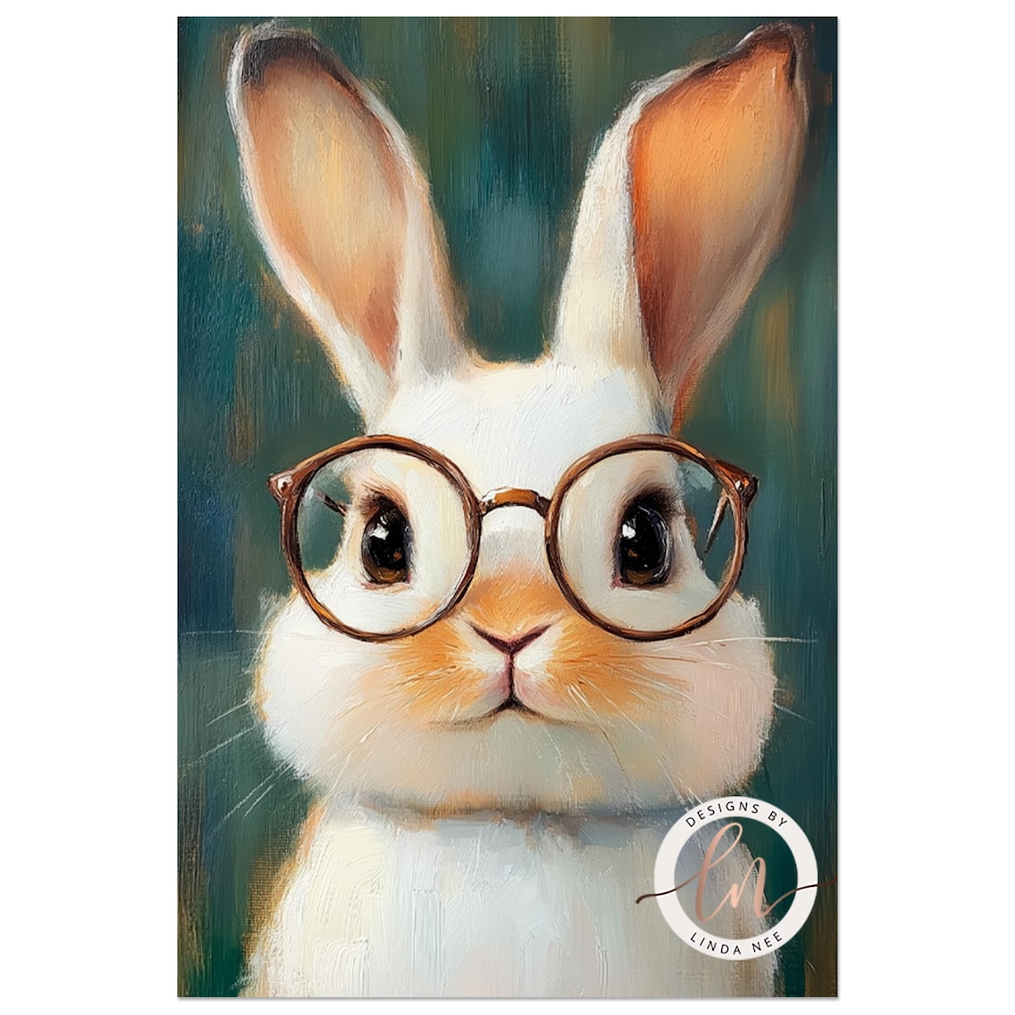 Vintage Bunny Rabbit With Glasses, Farmhouse Art Print - Image 2