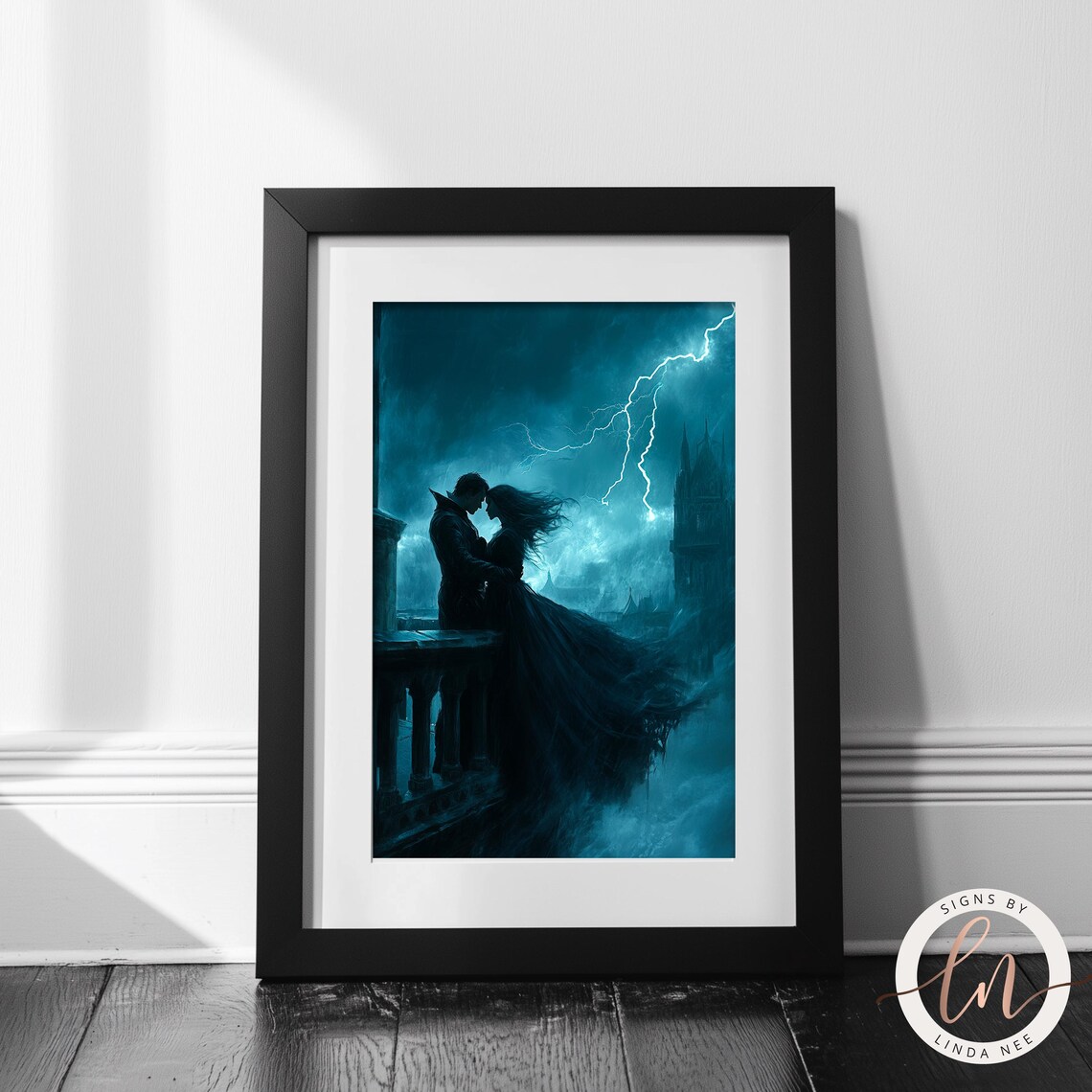 Vampire Couple Dark Academia Art Print, Gothic Romance - Image 3