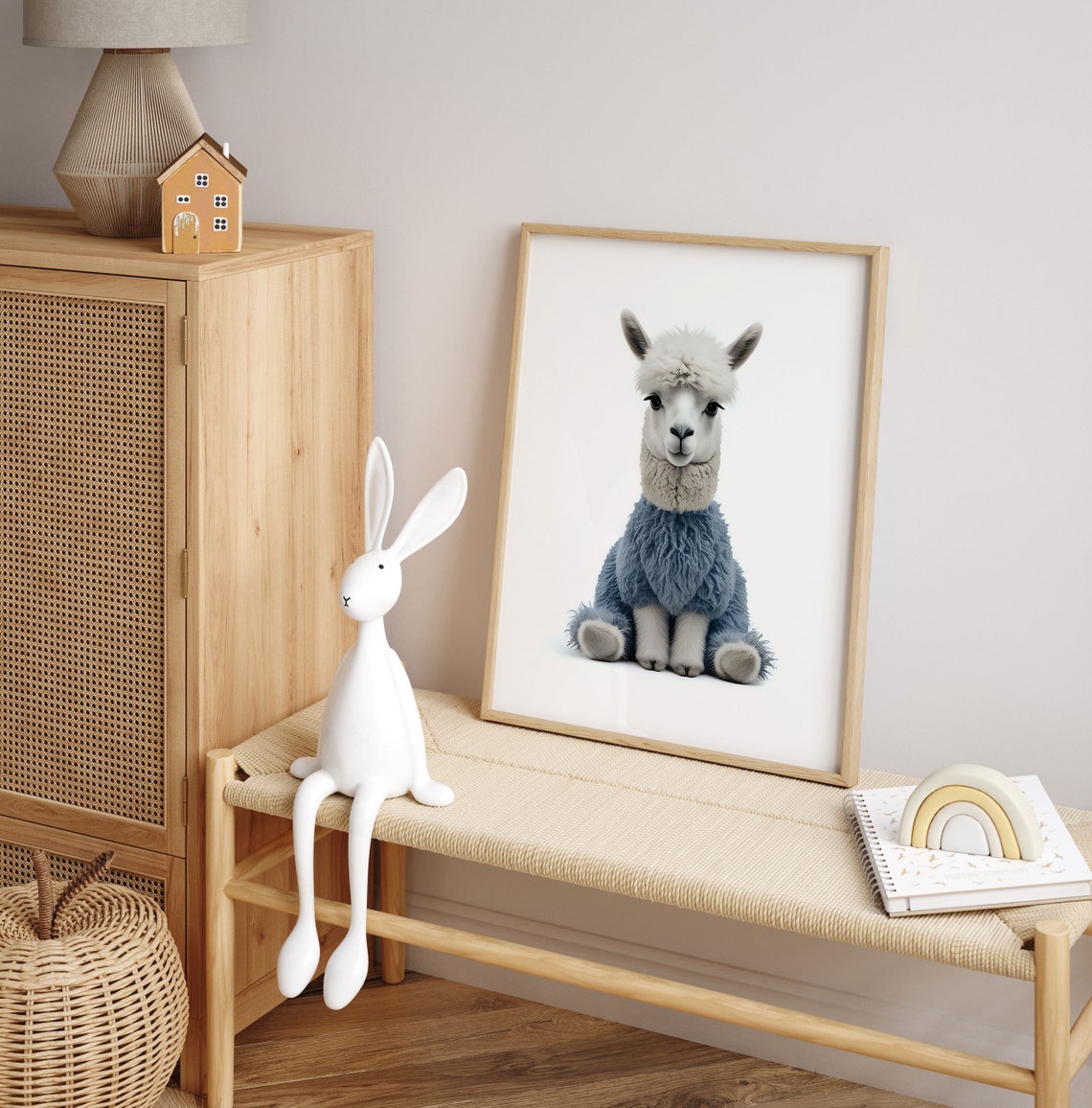 Adorable Fluffy Baby Llama Sitting Sweet Nursery Animal Poster - Image 3