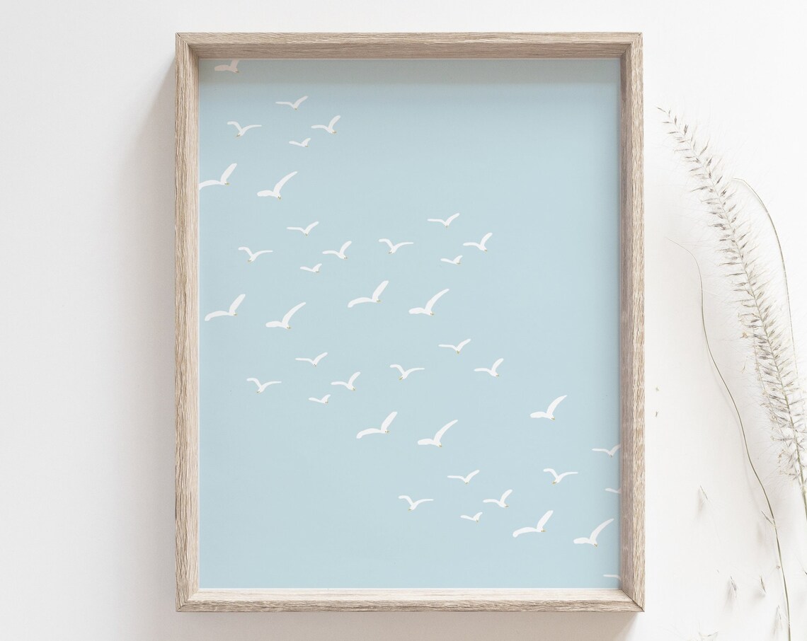 Seagulls Flock in the Sky Coastal Poster - Image 5