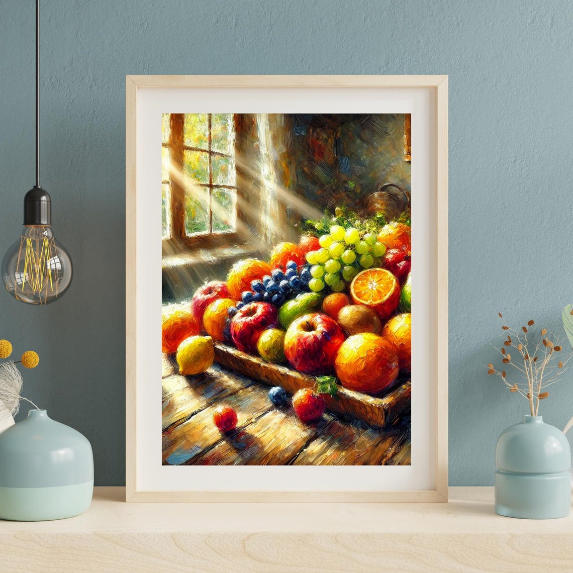 Vibrant French Kitchen Fruit Still Life Impasto Oil Art Poster - Image 2