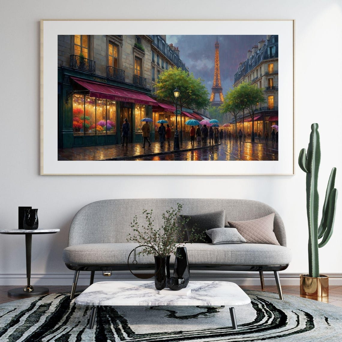 Rainy Evening in Paris Eiffel Tower Cityscape Travel Art Poster - Image 2