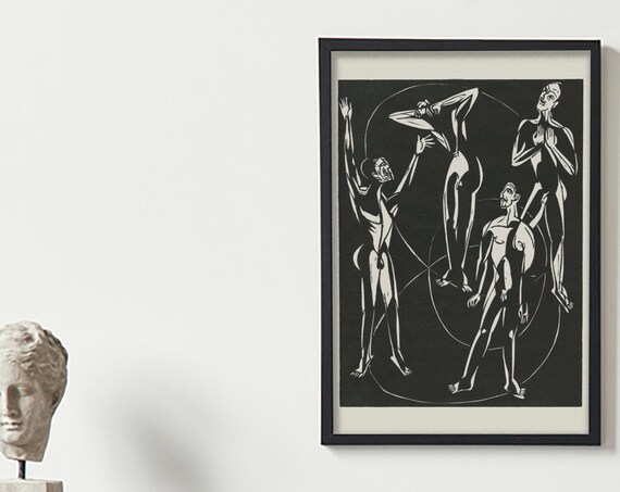 Figure Drawing Moody Bedroom Decor Dark Academia Illustration Poster Industrial Office Wall Art