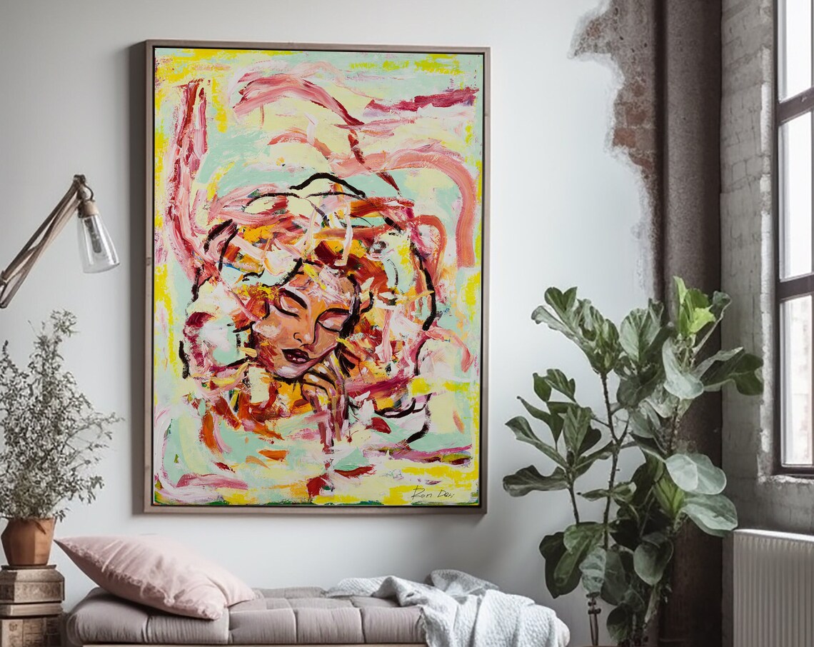 Contemporary Abstract Face Woman Art Print