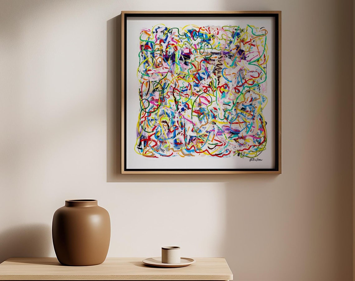 Colorful Doodle Scribble Abstract Poster Playful Hand Drawn Lines