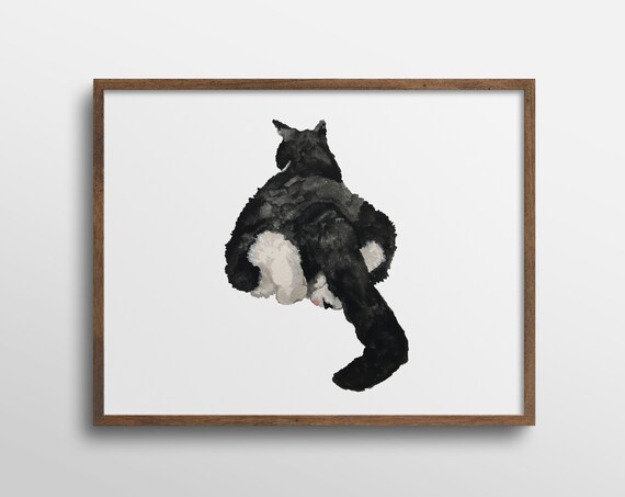 Izzie Baby Got Back Cat Watercolor Art Print