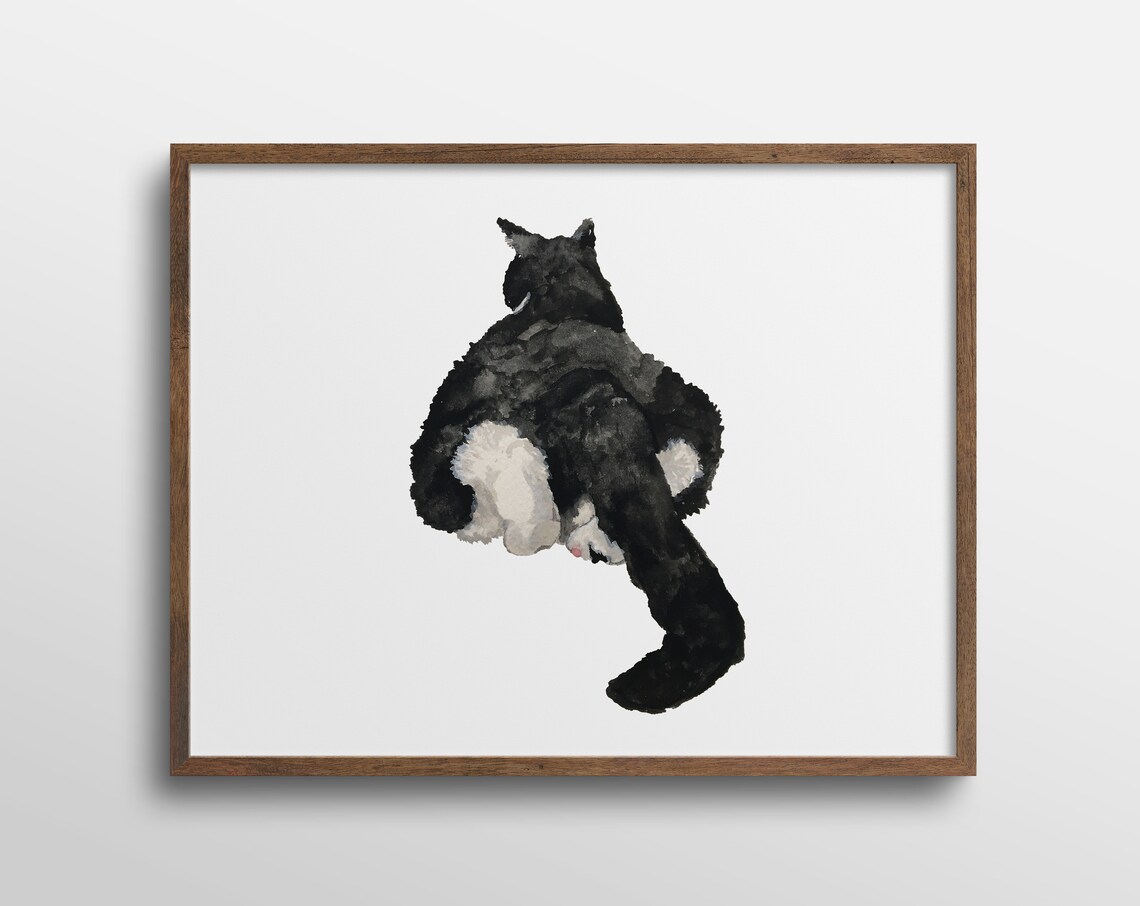 Izzie Baby Got Back Cat Watercolor Art Print