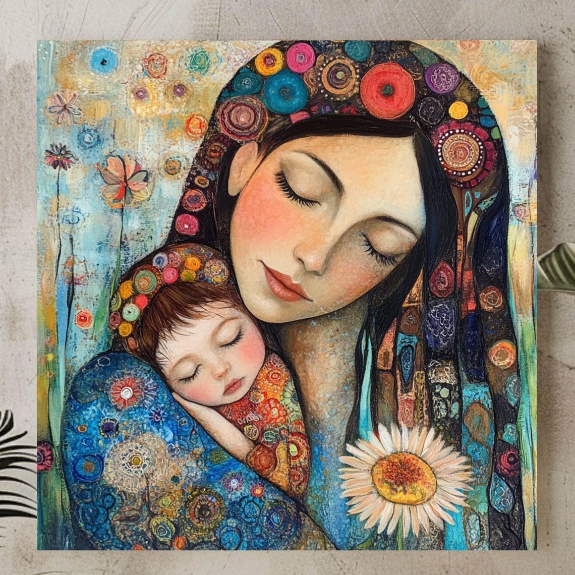 Mother And Child Boho Art Print, New Mom Gift - Image 3
