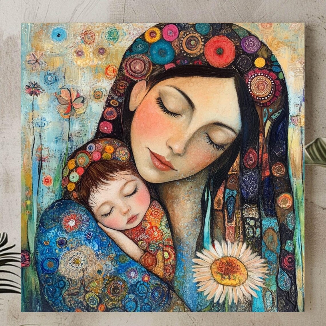 Mother And Child Boho Wall Art, Hippie Decor - Image 5