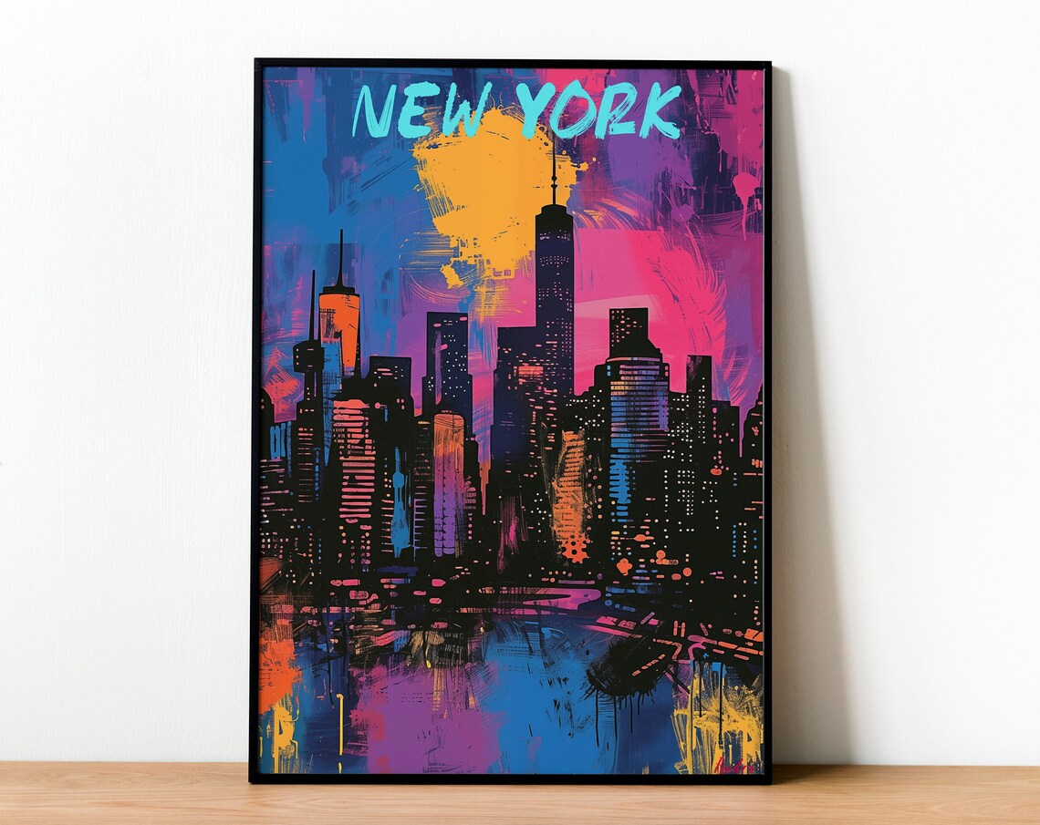 New York Abstract Painting, NYC Travel Poster