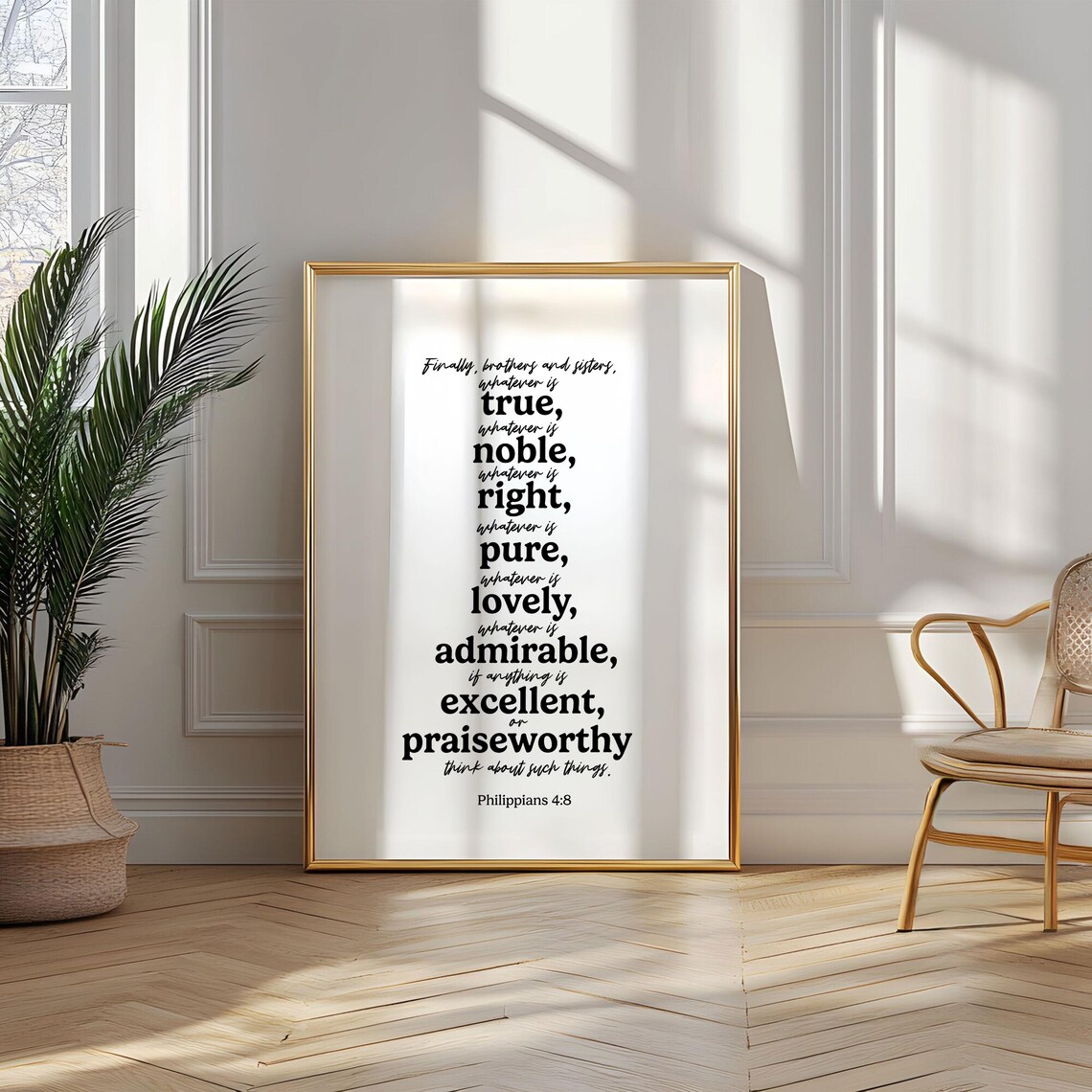 Philippians 4 8 Whatever Is True Noble Right Pure Mixed Typography Poster - Image 2