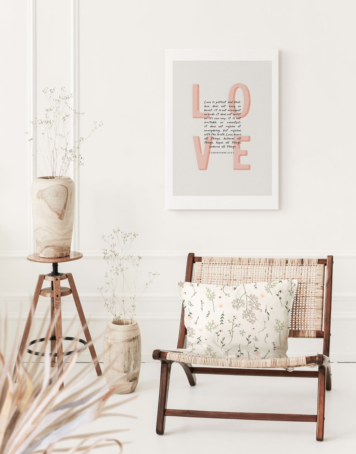 1 Corinthians 13:4-7 Love Is Patient And Kind Pink Nursery Poster Gift - Image 2