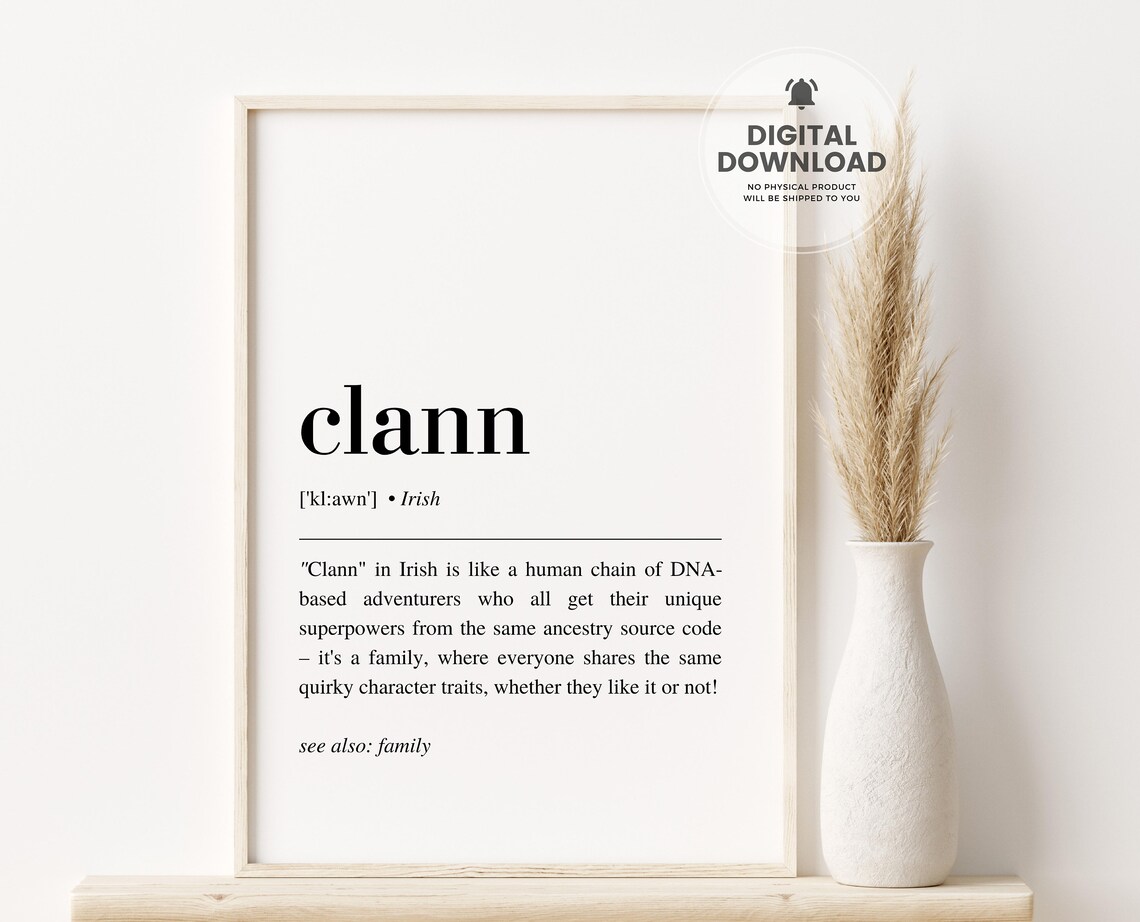 Clann Irish Definition Art Print, Ireland Decor