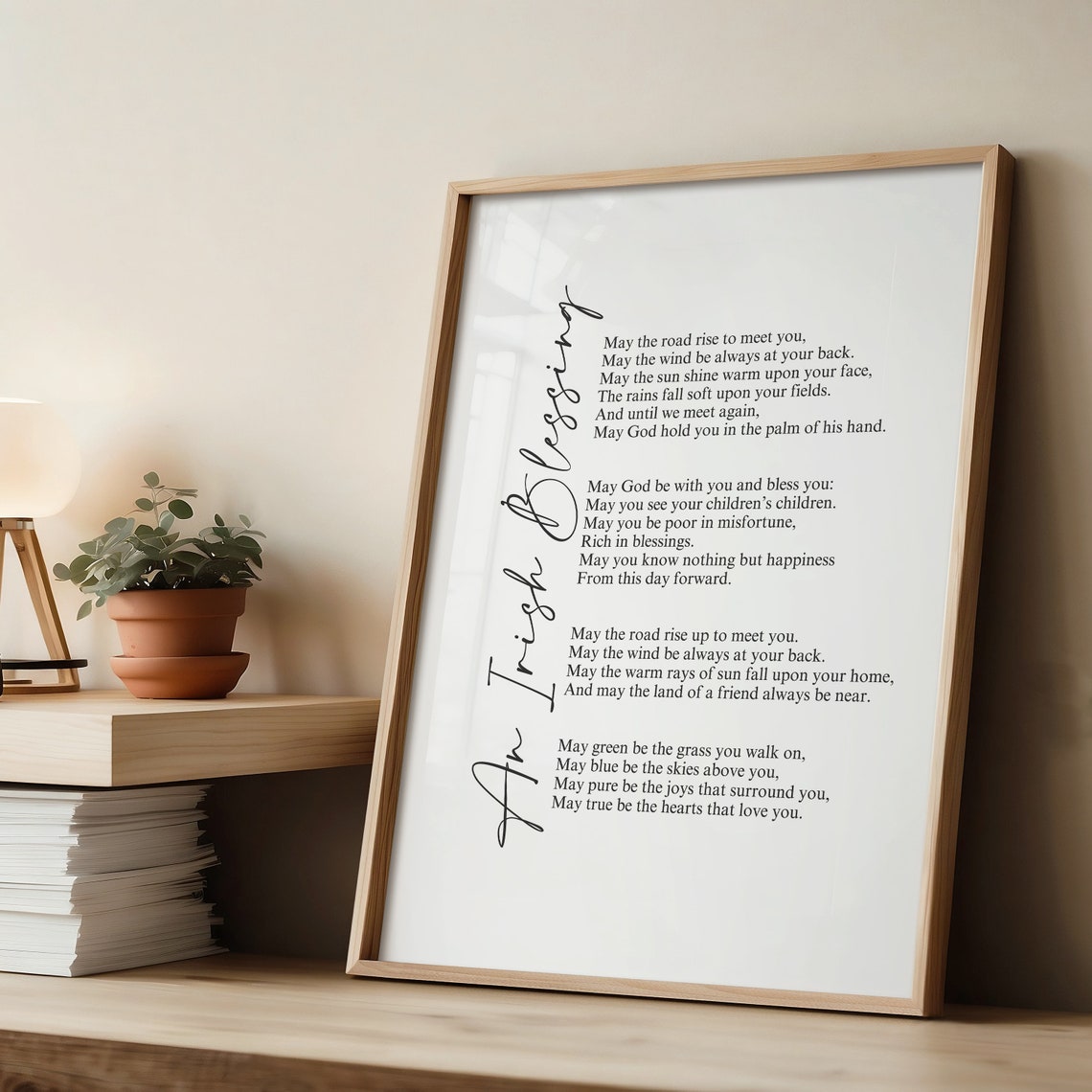 An Irish Blessing Poem May the Road Rise Up Typography Poster
