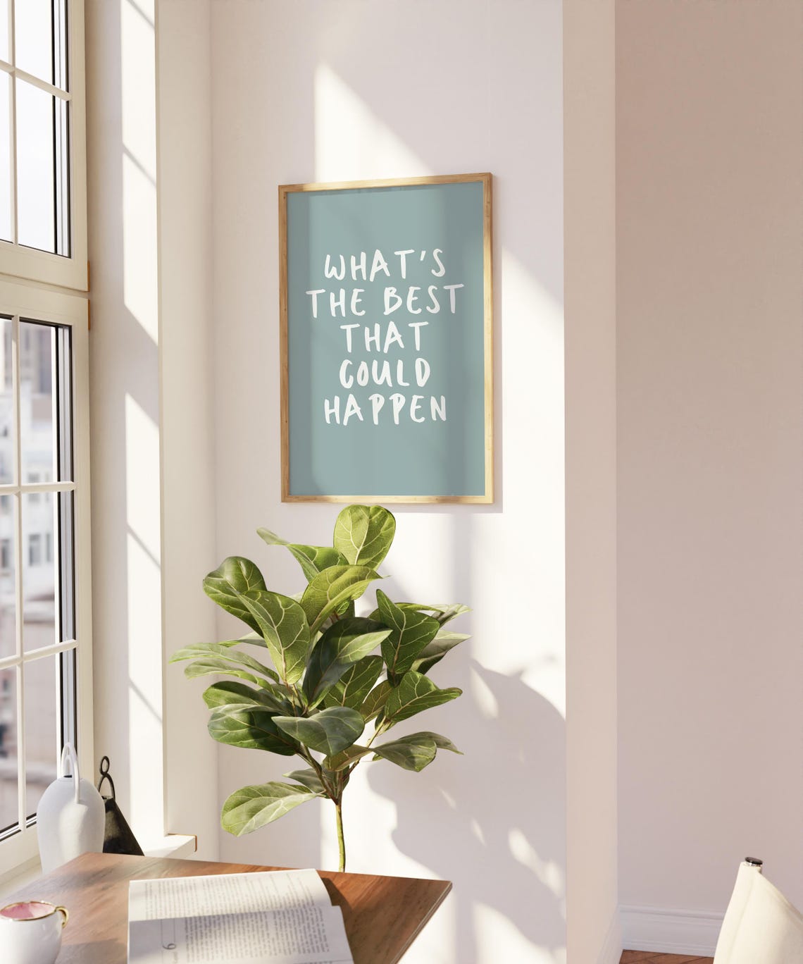 Whats the Best That Could Happen Teal White Hand Lettered Poster - Image 6