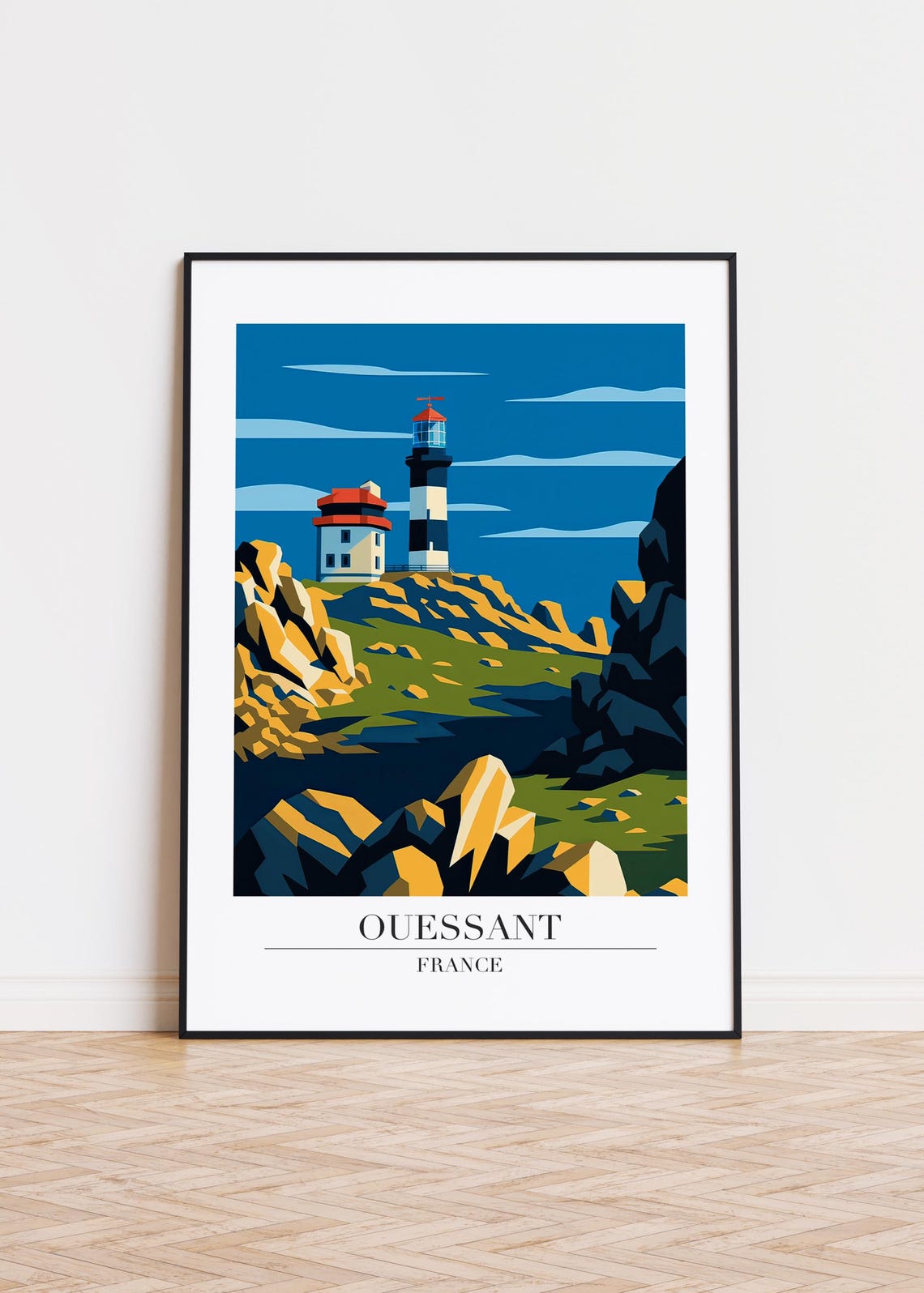 Ouessant France Poster Skyline Illustration Art