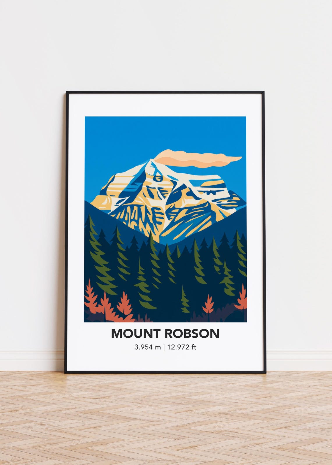 Mount Robson Canada Snowy Minimalist Alpine Peak Travel Poster