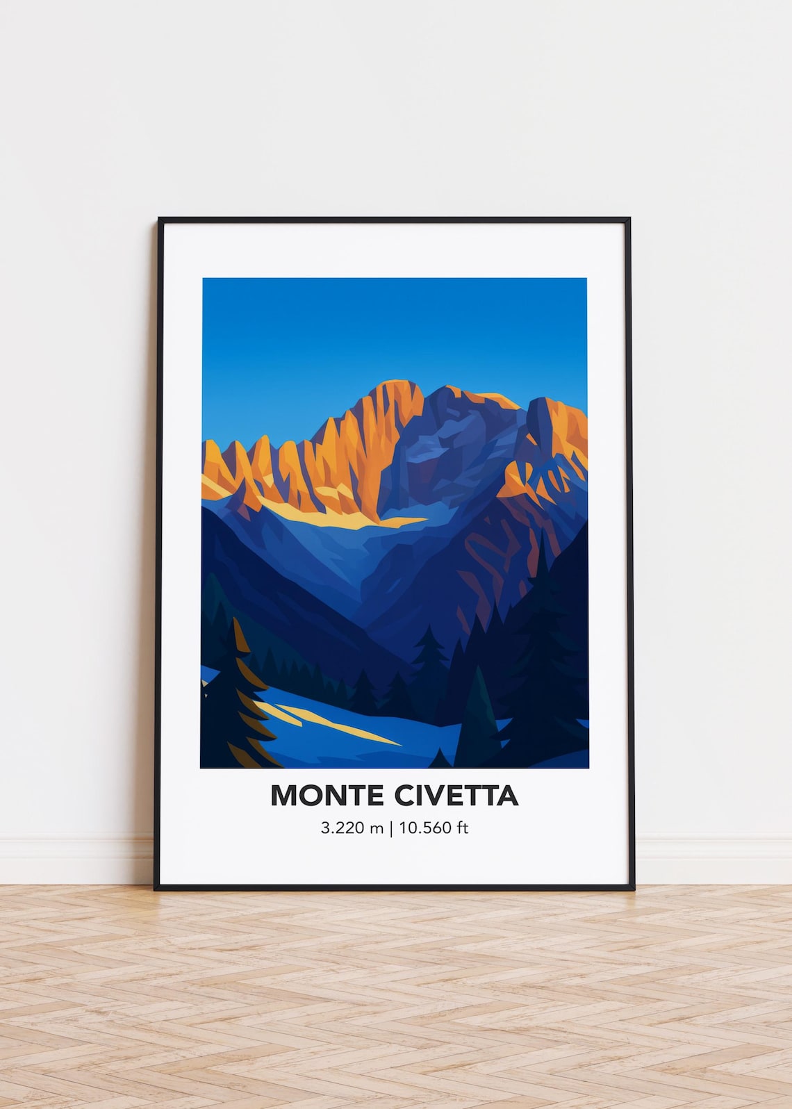 Monte Civetta Poster Print, Mountain Illustration