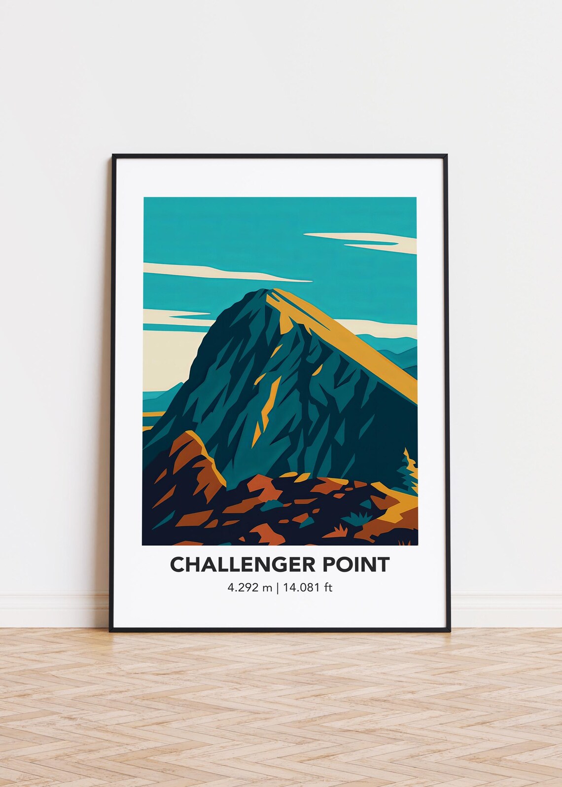 Challenger Point Illustration, Mountain Landscape Poster
