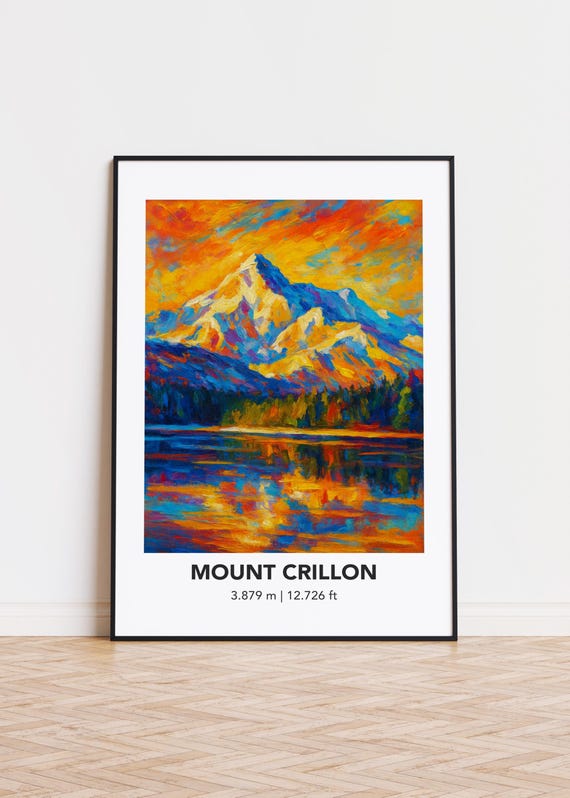 Mount Crillon Poster Mountain Print Modern Oil Painting Style Art