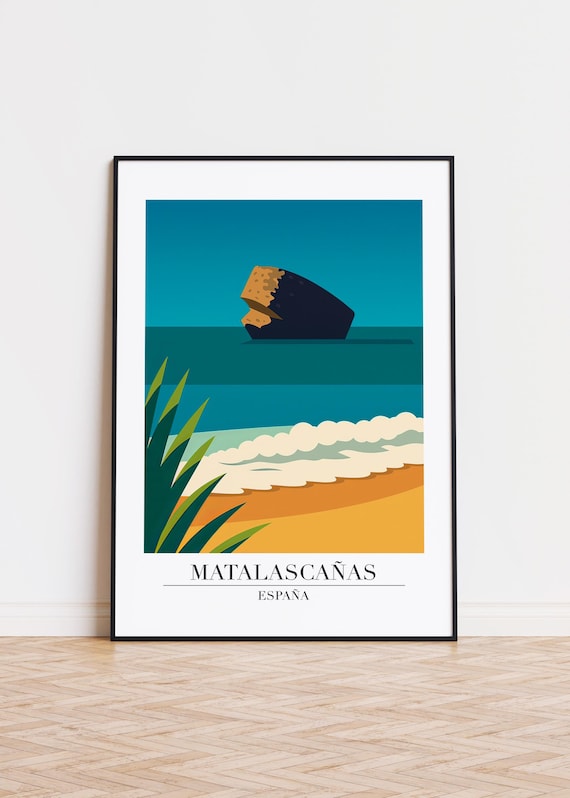 Matalascanas Spain Shipwreck Beach Modern Travel Illustration Poster