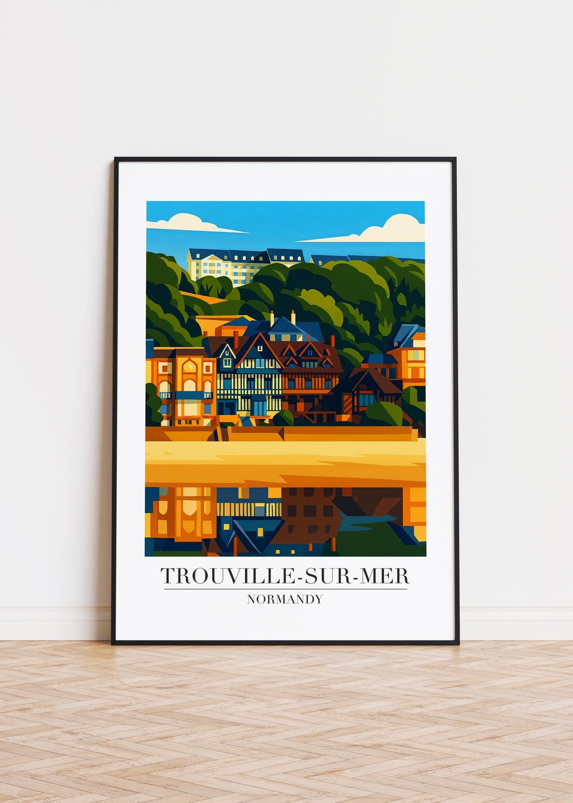 Trouville-sur-Mer Normandy Half-Timbered Houses Reflection Poster