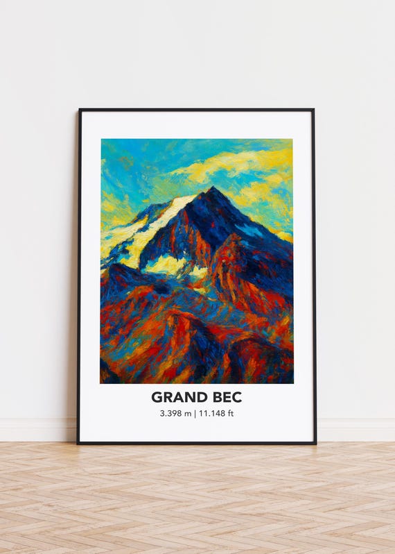 Grand Bec Mountain Print Modern Oil Painting Style Poster