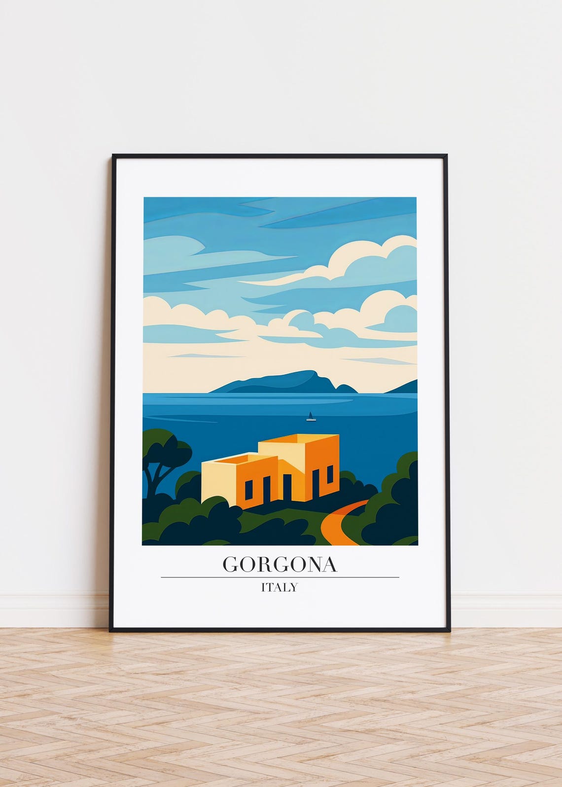 Gorgona Italy, Modern Travel Poster