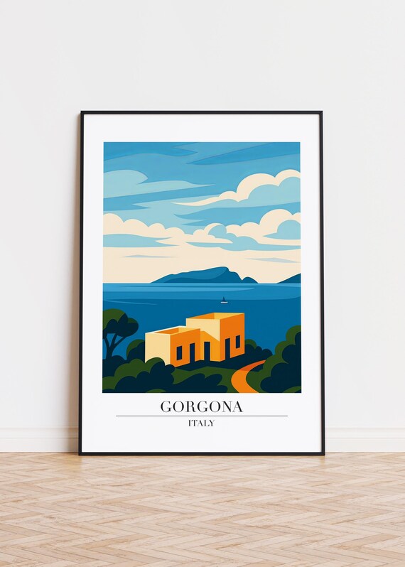 Gorgona Italy, Modern Travel Poster