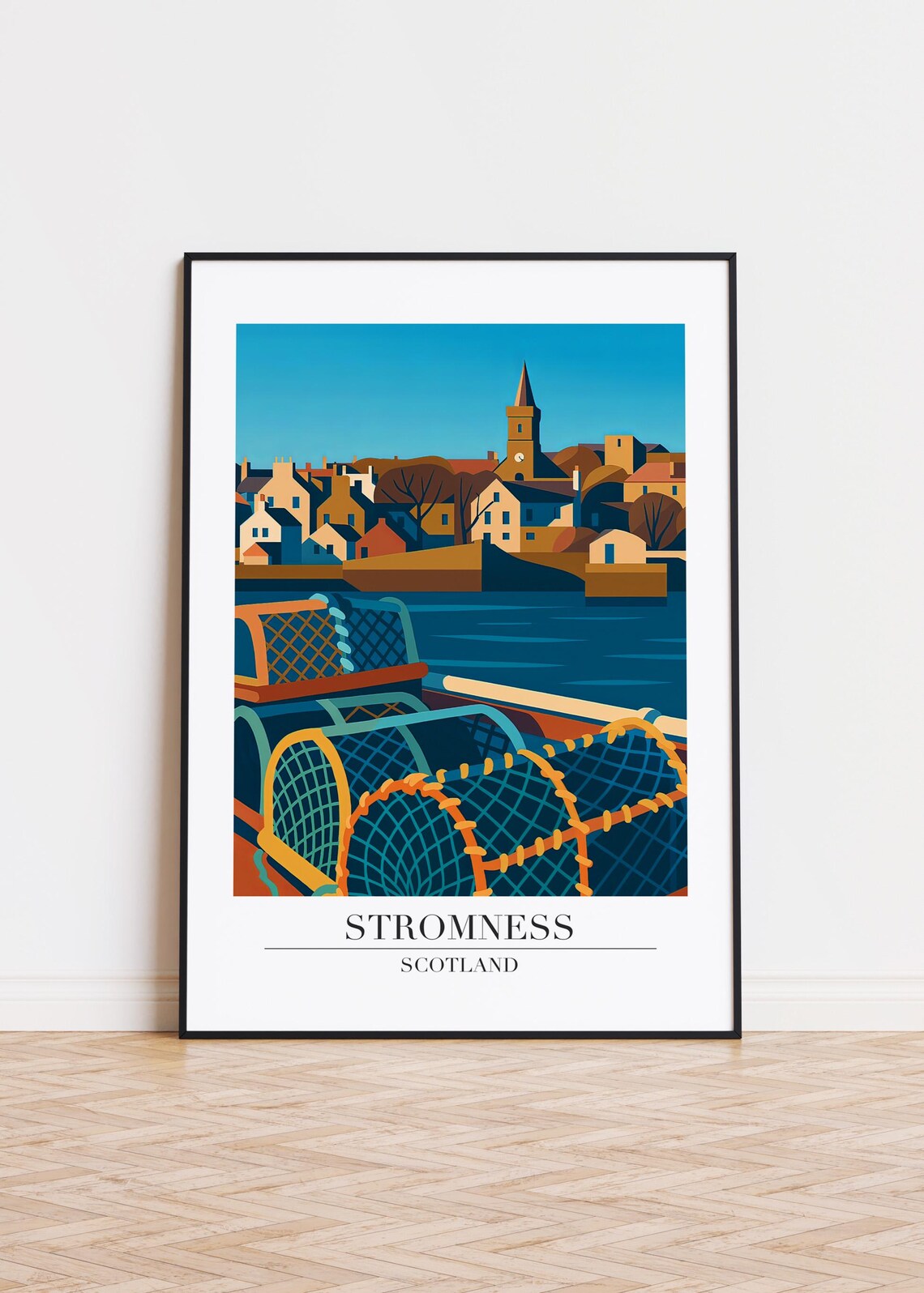 Stromness Scotland Fishing Creels Harbour Town Coastal Travel Poster