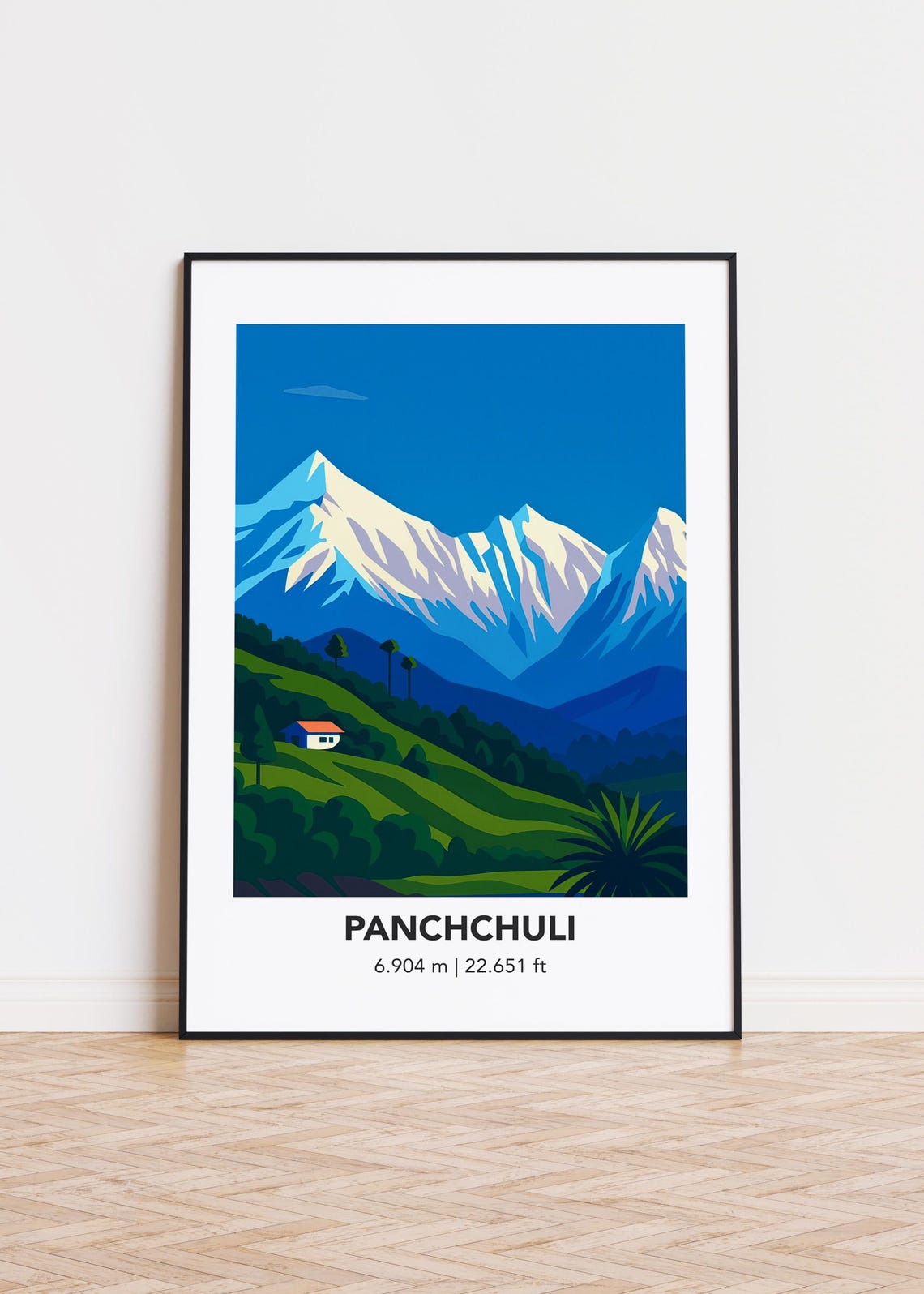 Panchchuli 6904m Himalayan Peaks Over Green Hills Poster Art