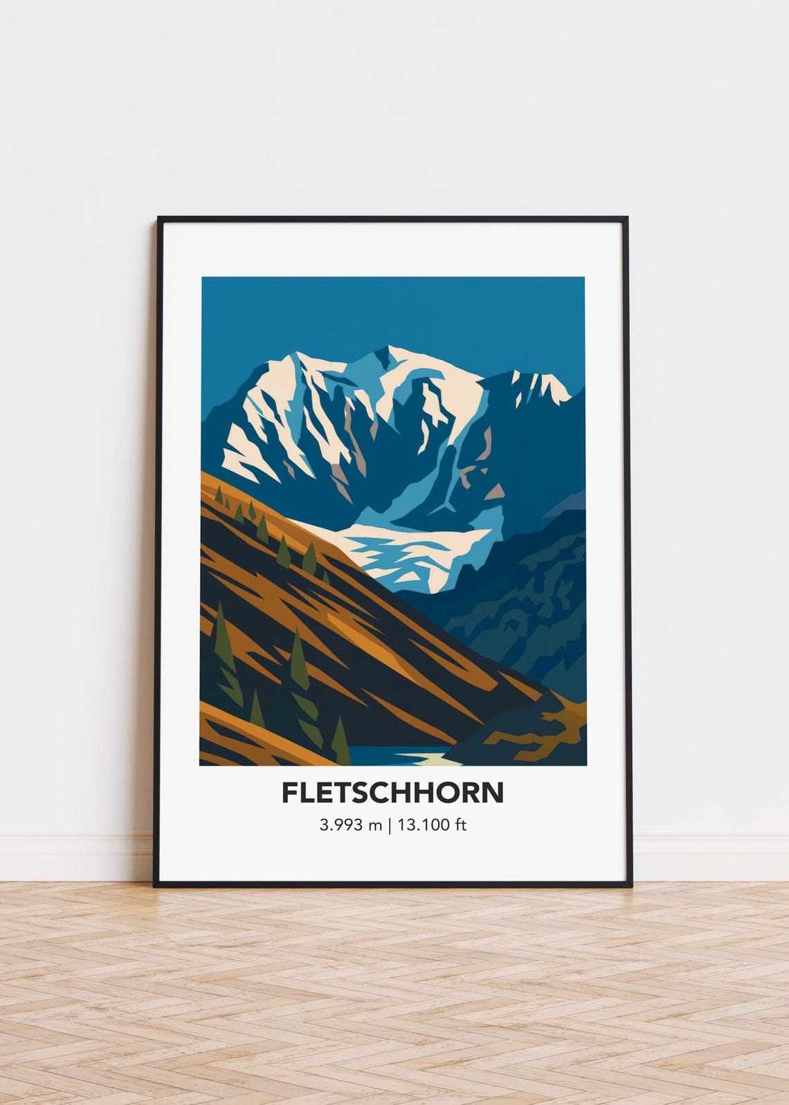 Fletschhorn Mountain Art Print Modern Minimalist Home Decor