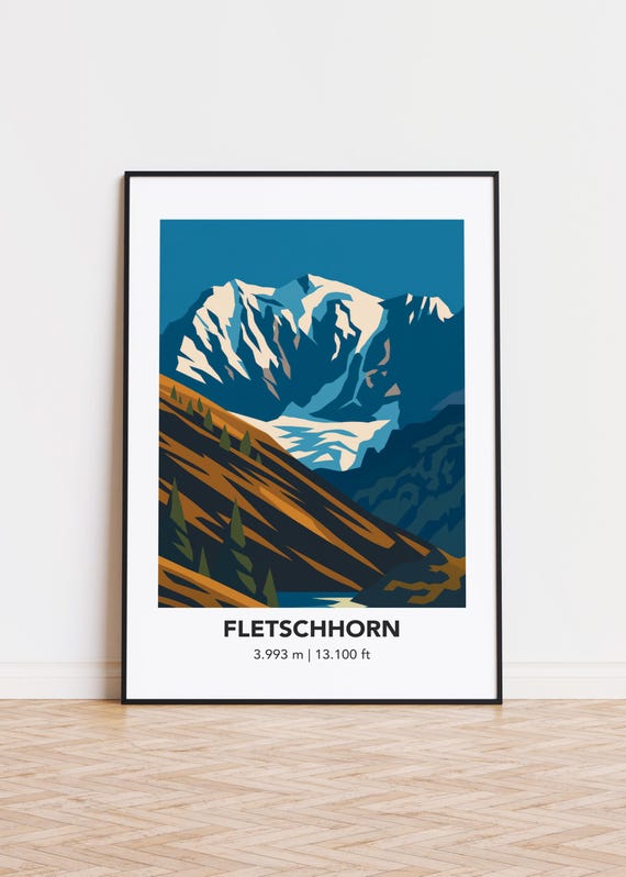 Fletschhorn Mountain Art Print Modern Minimalist Home Decor