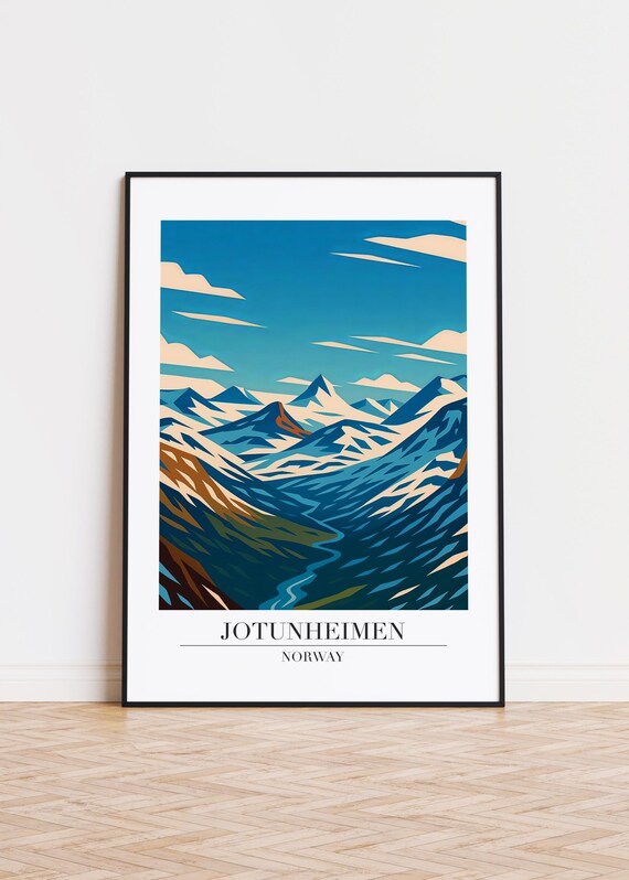 Jotunheimen Norway Poster Scandinavian Illustration Art