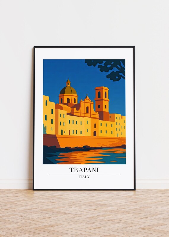 Trapani Italy Modern City Illustration Poster