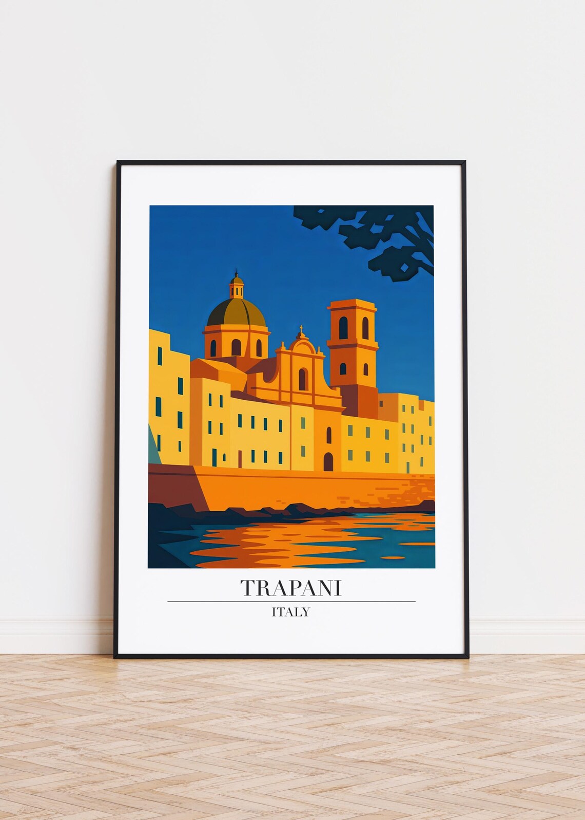 Trapani Italy Modern City Illustration Poster