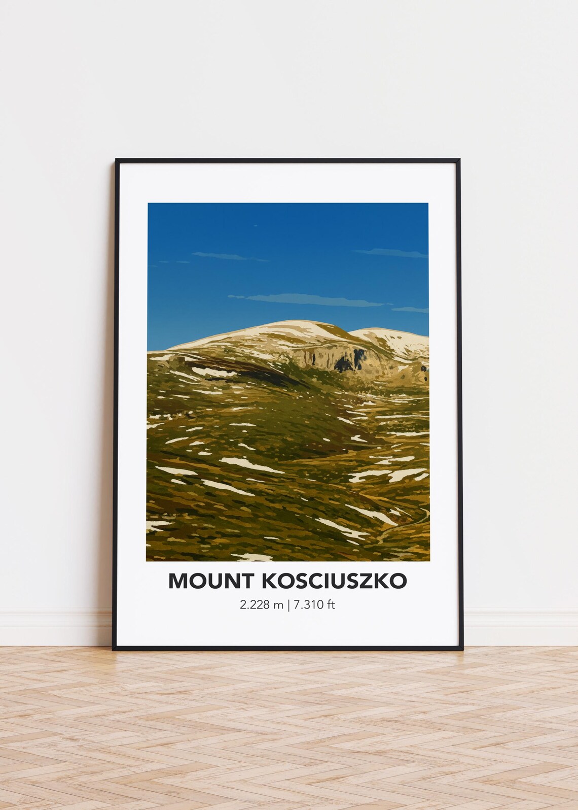Mount Kosciuszko Poster, Mountain Illustration