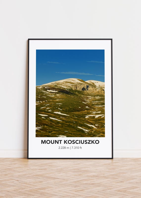 Mount Kosciuszko Poster, Mountain Illustration