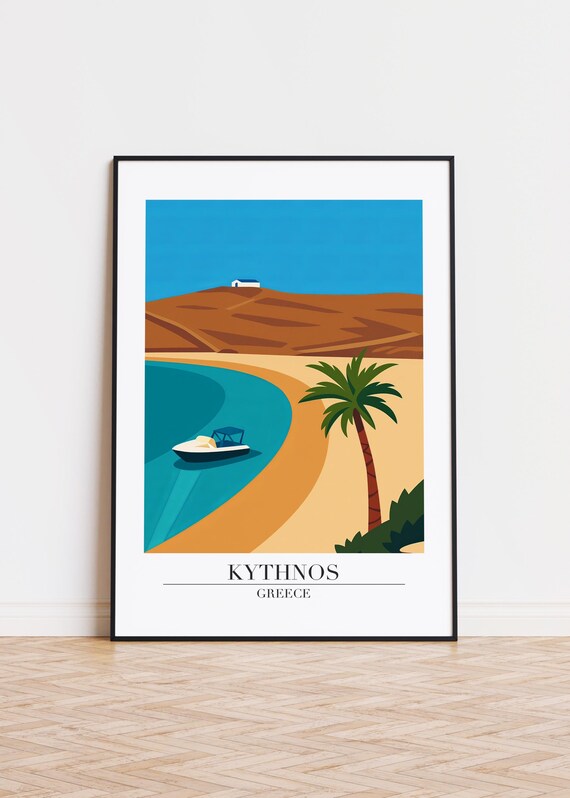 Kythnos Greece Poster Modern Travel Illustration Art