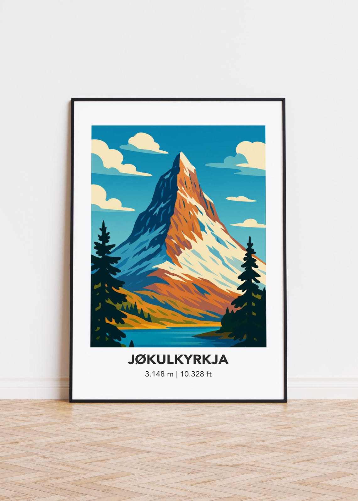 Jokulkyrkja Antarctica Highest Peak Minimalist Mountain Poster