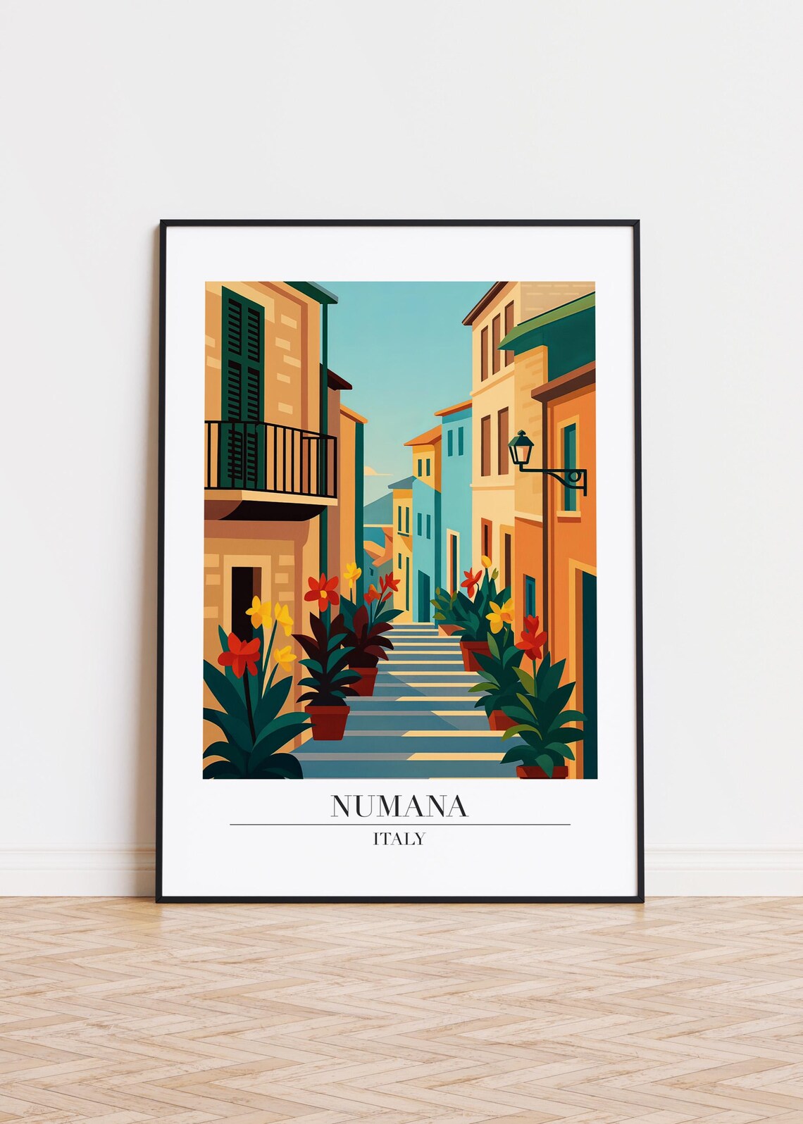 Numana Italy Travel Poster, Coastal Wall Art Print