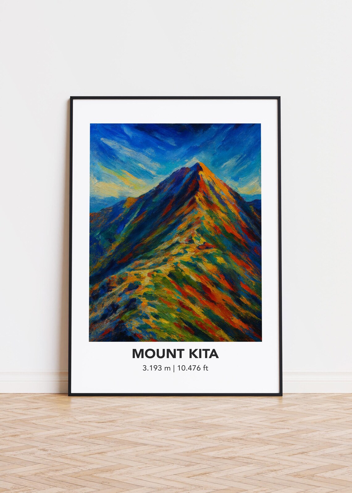 Mount Kita 3.193 m Fiery Ridge Sunset Oil Painting Mountain Poster
