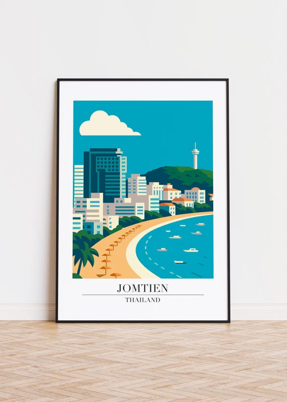Jomtien Cityscape, Modern Travel Poster