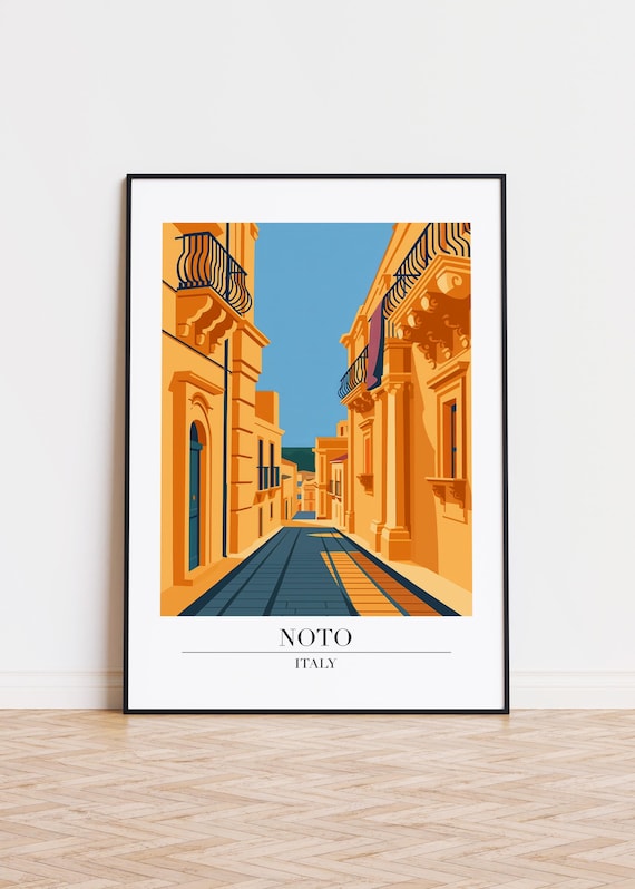 Noto Italy Modern City Illustration, Travel Poster