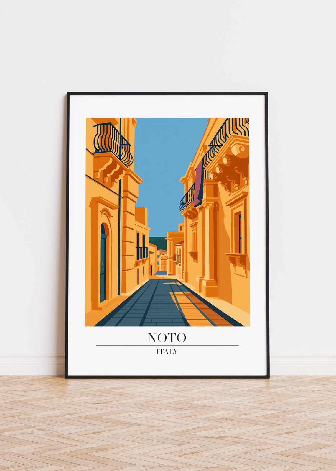 Noto Italy Modern City Illustration, Travel Poster