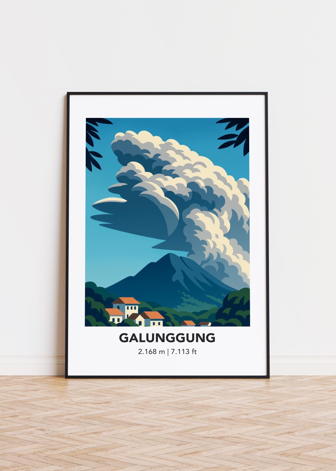Galunggung Mountain Minimalist Art Print