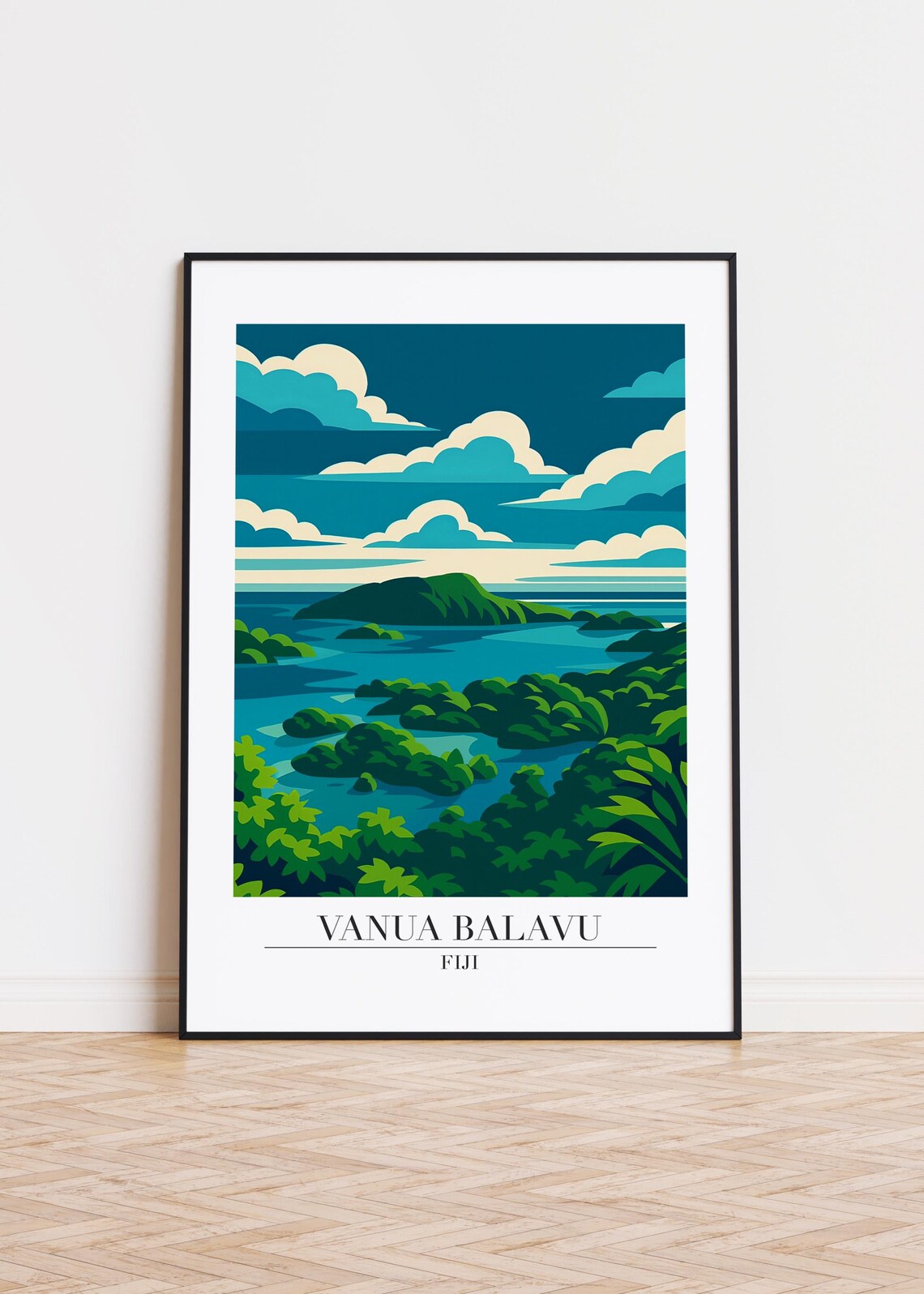 Vanua Balavu Fiji Lush Green Islets Turquoise Lagoon Travel Poster