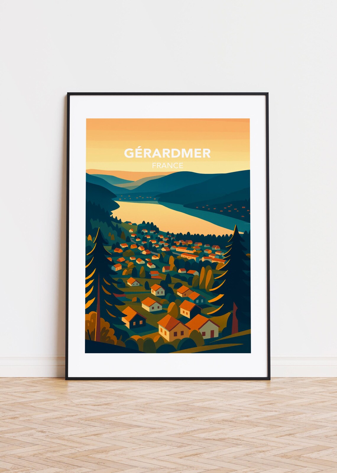 Grardmer France Skyline Illustration Travel Poster